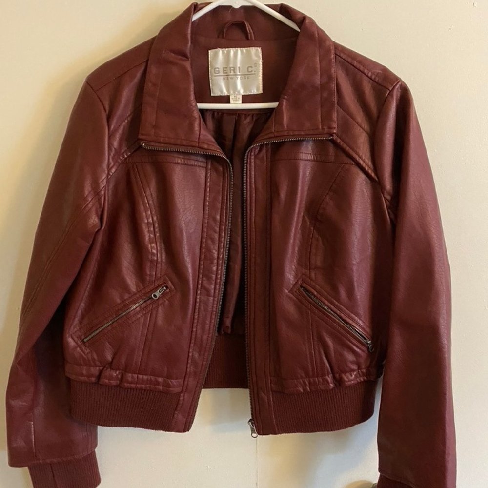 BURGUNDY LEATHER JACKET XL